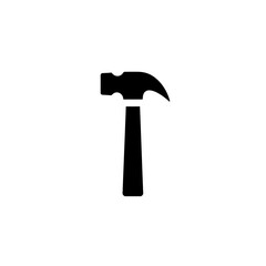 Simple Black Hammer Icon Construction and DIY Tool Symbol
