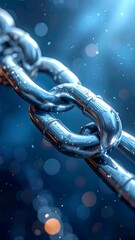 Close-up chain link, water droplets