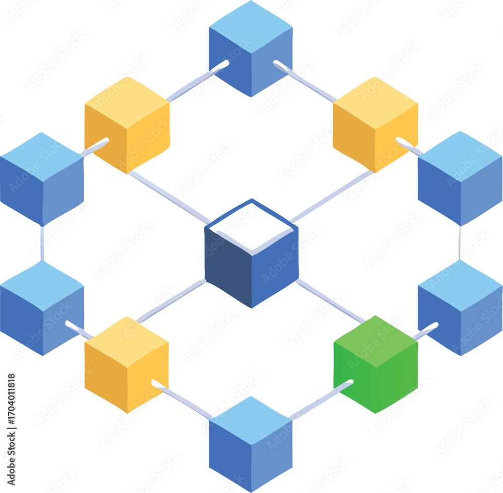 Aufkleber abstract digital background of a seamless blue geometric cube pattern for a modern business and tech