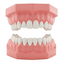 Obraz premium Detailed 3D Render of Human Teeth on Pink Gum Model with Transparent Background for Dental Education and Healthcare Materials