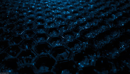 Naklejka premium Hexagonal Grid with Blue Light