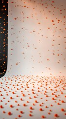 Abstract Orange Droplets Falling on White Background - Creative Texture