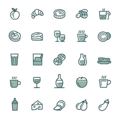 Assorted Food and Drink Outline Icons collection