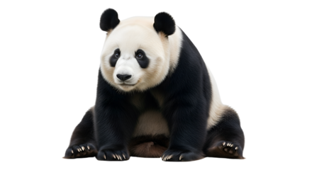 Giant panda bear sitting down isolated PNG with Transparent Background