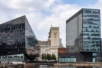 Waterfront Buildings and Sky  in Liverpool, UK.
