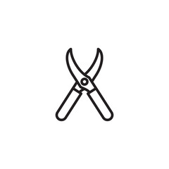 A pair of pruning shears or garden scissors, shown in a simple black outline on a white background.
