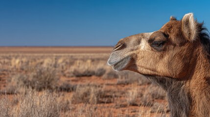 Obraz premium Camel Head Profile in Desert Landscape
