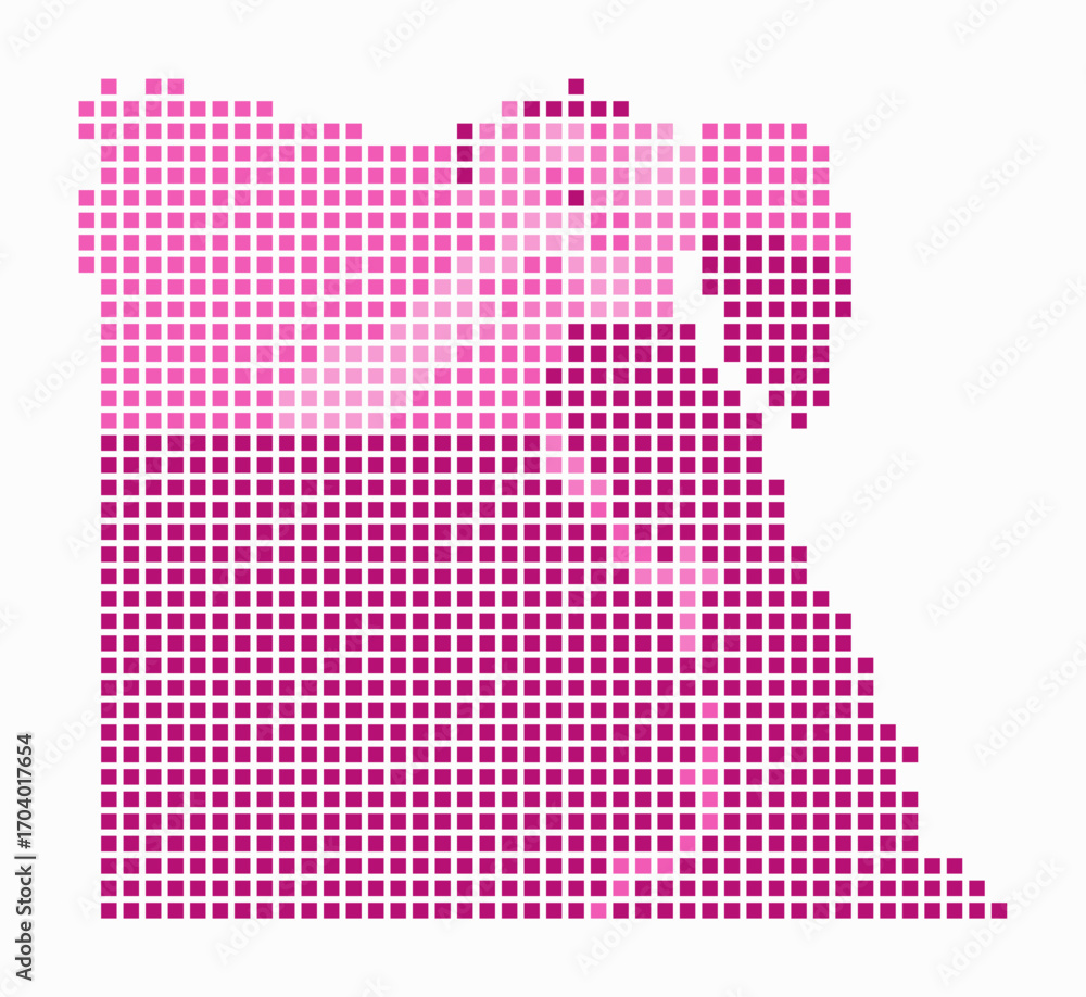 Poster egypt dotted map. digital style map of the country on white background. egypt shape with square dots
