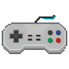 Pixelated Game Controller on Transparent Background