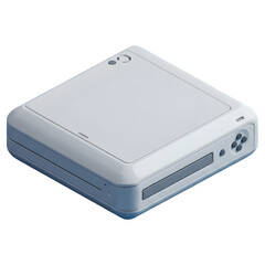 Isometric view of a white portable CD player