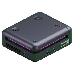 Compact mini PC with USB ports on Transparent Background