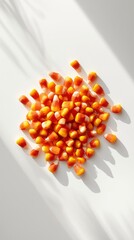 Delicious Candy Corn Pile on White Background with Shadow