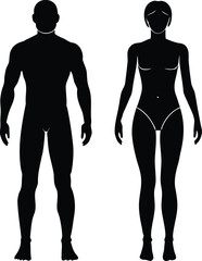 Fototapeta premium Man and woman body silhouette vector