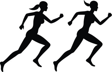 Running woman silhouettes vector