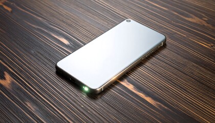 Sleek smartphone on a dark wooden surface