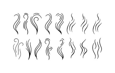 Collection of Stylized Smoke and Steam Swirls, Abstract Wisps