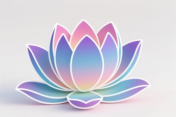 A surreal, simple 3d artwork of Gradient lotus flower illustration with clean vector lines, white base