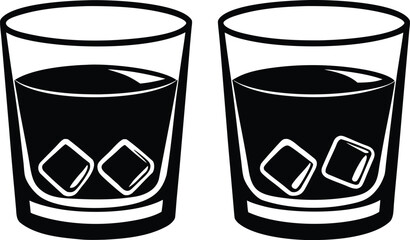 Whiskey Glasses with Ice silhouette vector