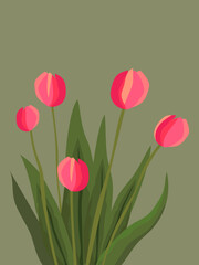 Floral, flowers and plants template vector for poster, card, cover, label, banner, art print. Abstract minimalist modern botanical design.