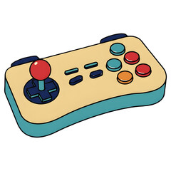Retro Game Controller Illustration on Transparent Background
