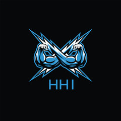 HHI  Fitness Logo. HHI Company logo design for entrepreneur and business. HHI Sports Branding Design best icon.
