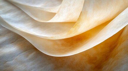 Abstract background with flowing textured parchment paper, soft light and delicate curves