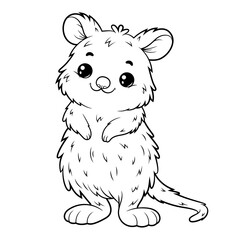 Doodle Vector Illustration of a Quokka in Cartoon Style. Isolated on white background. Perfect for pat-themed design projects, stickers and coloring book.