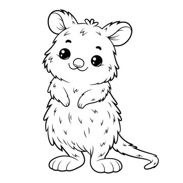 Doodle Vector Illustration of a Quokka in Cartoon Style. Isolated on white background. Perfect for pat-themed design projects, stickers and coloring book.