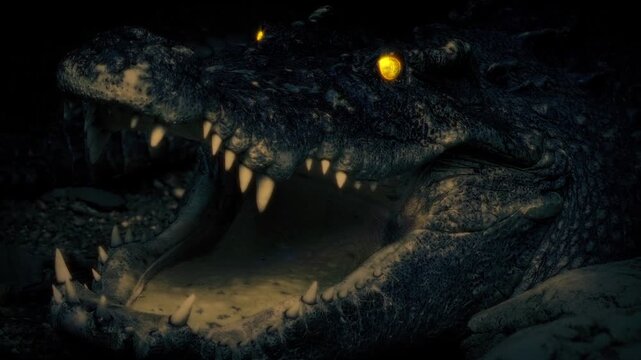 Big Crocodile Opens Mouth Dangerous Beast
