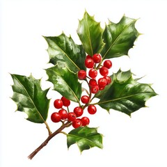 Beautiful Holly Branch Illustration , isolated on white background png