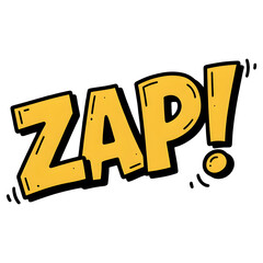 Yellow ZAP! comic speech bubble on Transparent Background