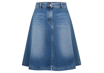 Stylish denim skirt isolated on transparent background, a trendy and versatile piece for any wardrobe, perfect for creating a chic and fashionable look