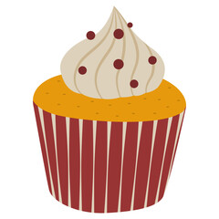 Cupcake Flat Illustration – Autumn Sweet Dessert Icon