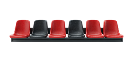Row of red and black stadium seats
