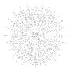 Obraz premium Intricate and Delicate Spiderweb Captured with Dewdrops in a Circular Radial Pattern
