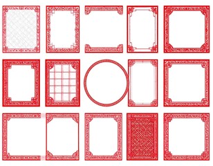 Red Chinese-style picture frames