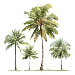 Fototapeta premium Stunning Tropical Palm Trees Illustration , isolated on white background png