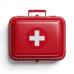 Obraz premium Red First-Aid Kit - Essential Supplies for Safety , isolated on white background png