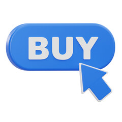 3D buy now button with computer cursor icon for online shopping and e-commerce CTA