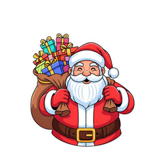 Obraz premium flat vector ilustrations Santa with gifts
