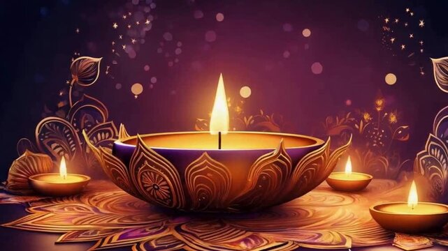 Happy Diwali elegant diya background with text space concept, season	