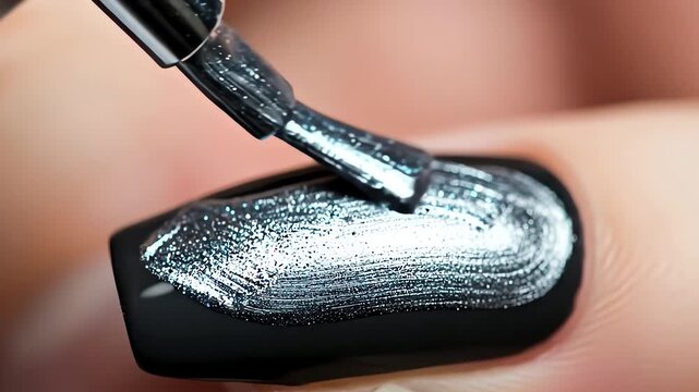 finger nail artist applying color on nails art and design