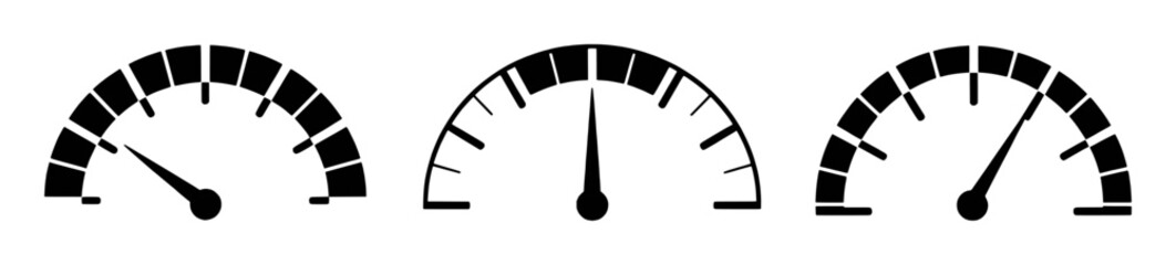 Three semicircular gauges with needles indicating different levels