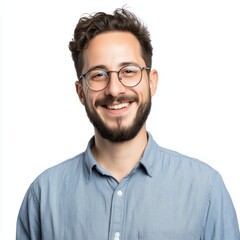 Happy Man Portrait with Glasses , isolated on white background png