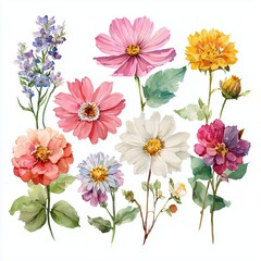 Vibrant Floral Watercolor Painting , isolated on white background png