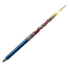 Naklejka premium Intricate ornate metallic wand with glowing tip and blue grip