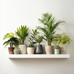 Stylish Plant Arrangement on a White Shelf , isolated on white background png