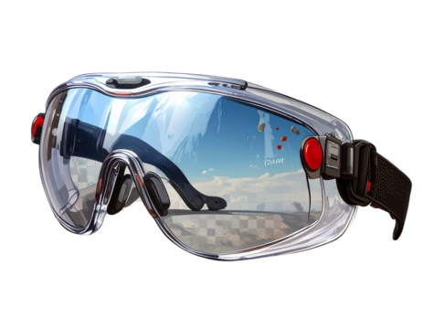 Top-View Clear Goggles with Red Mark PNG Isolated on Transparent Background