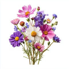 Stunning Colorful Wildflower Bouquet , isolated on white background png