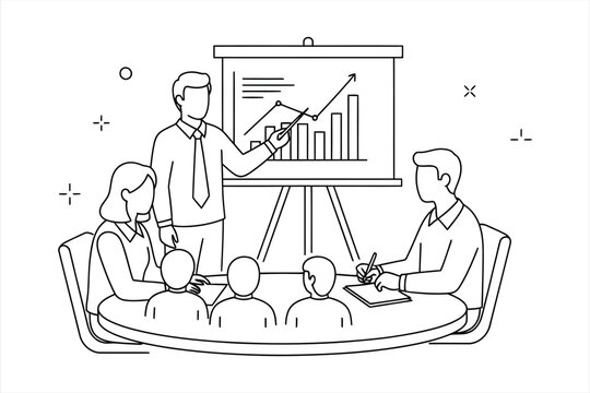 black and white presentation meeting clip art preview
